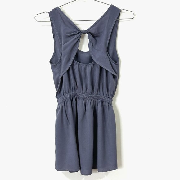 HONEY PUNCH Made in USA Slate Blue Blouson Top Small Sleeveless Keyhole Back - Picture 2 of 9